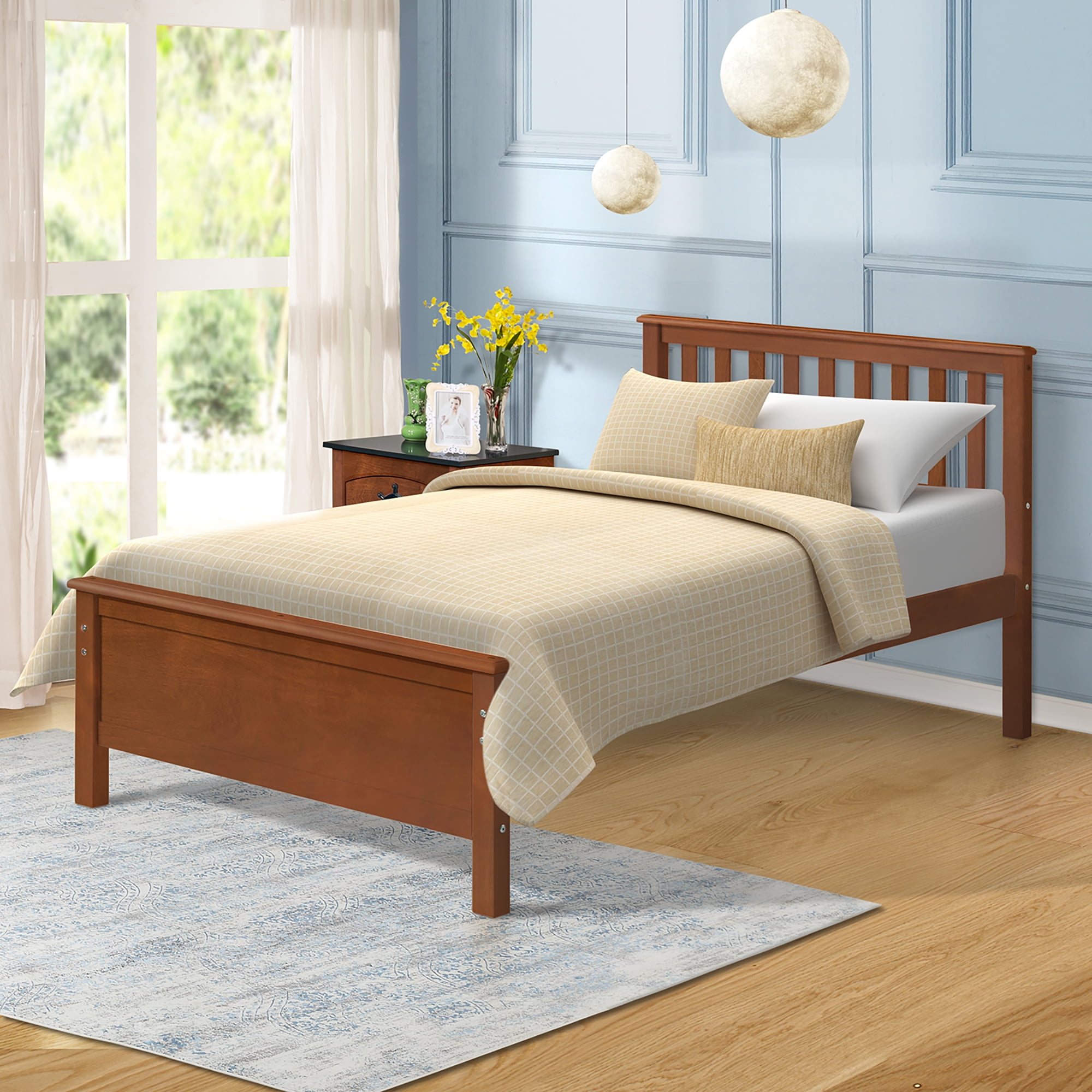 Clearance!Twin Bed Frame, Modern Wood Platform Bed Frame with Headboard