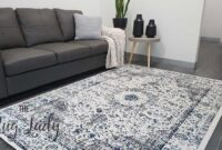 Black White Blue Oriental Rug Ivory transitional theruglady