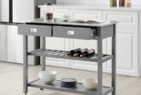 kitchen island cart stainless steel top Linon sydney wood kitchen cart in gray