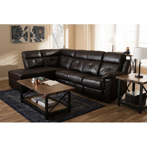 faux leather sectional with chaise Lexicon dalal faux leather reclining sectional with left chaise in dark