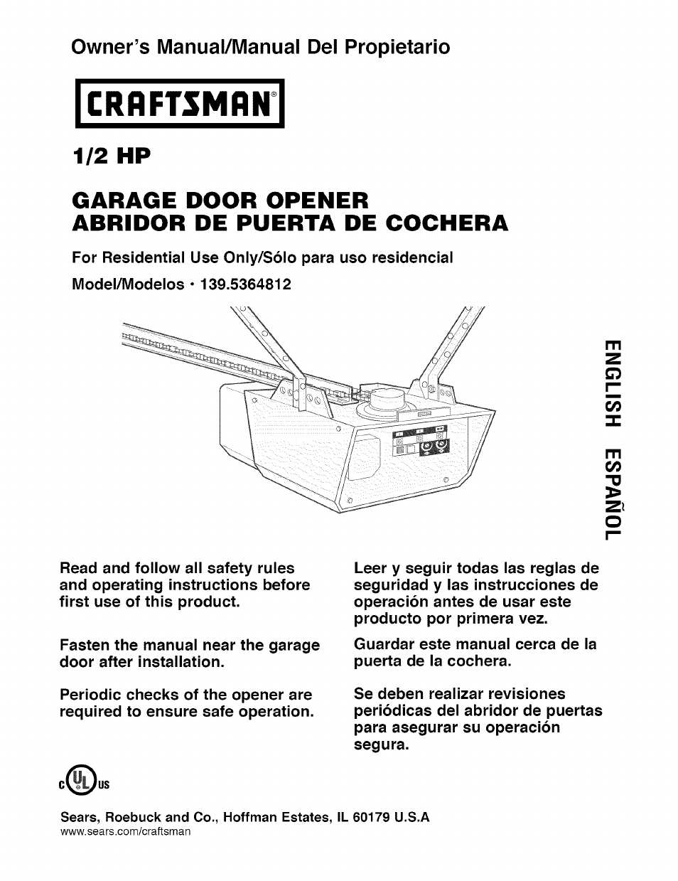 Craftsman 1 2 Hp Garage Door Opener Manual 41a4315 7d - The Door