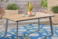 faux wood outdoor dining table Gardenline wood look patio dining table