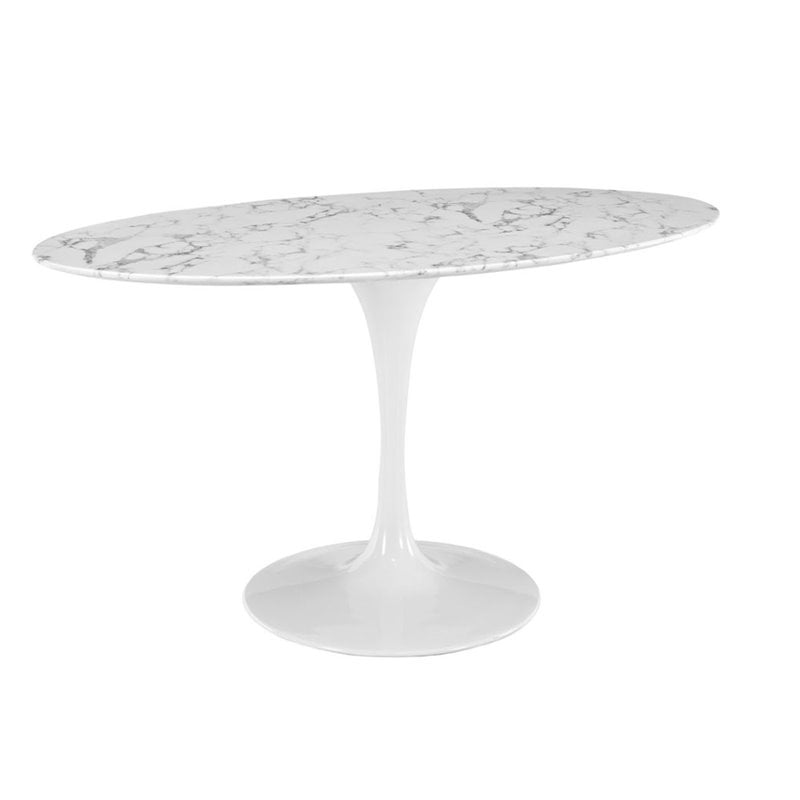 oval marble top dining table Lippa 54" oval shaped dining table