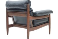 wood and leather lounge chair Bianca mid-century modern faux leather walnut-finished wood accent