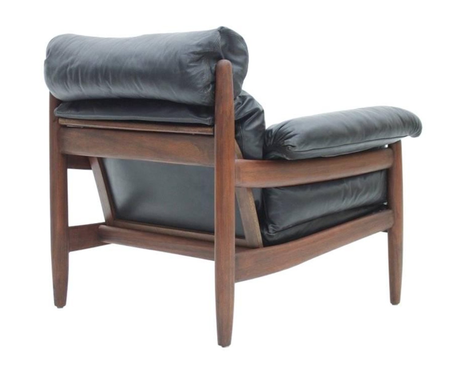 wood and leather lounge chair Bianca mid-century modern faux leather walnut-finished wood accent