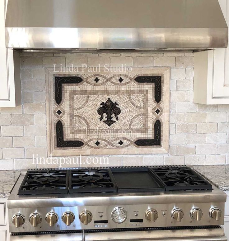 fleur de lis tile backsplash 24" x 18" mosaic fleur de lis backsplash mural