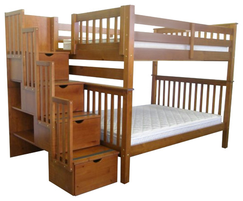 queen over queen bunk bed with stairs Queen or king texas bunk bed