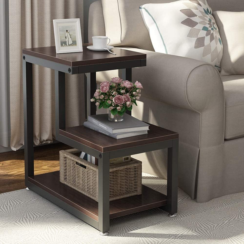 modern end tables for bedroom Vecelo modern end table with 1 drawer and shelf black nightstand accent