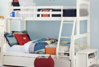 white bunk beds twin over full Bunk twin trundle stairway