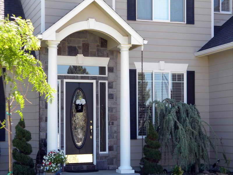 front door colors for grey house Worth pinning: gray door or teal door? how about both?