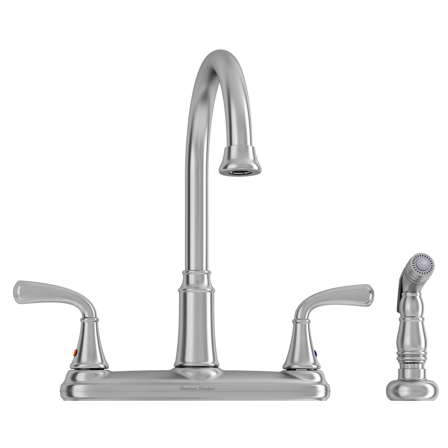 stainless steel kitchen faucet with sprayer American standard two handle stainless steel kitchen faucet side