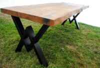 live edge table with metal legs Table legs & base for live edge top, river table, dinning table