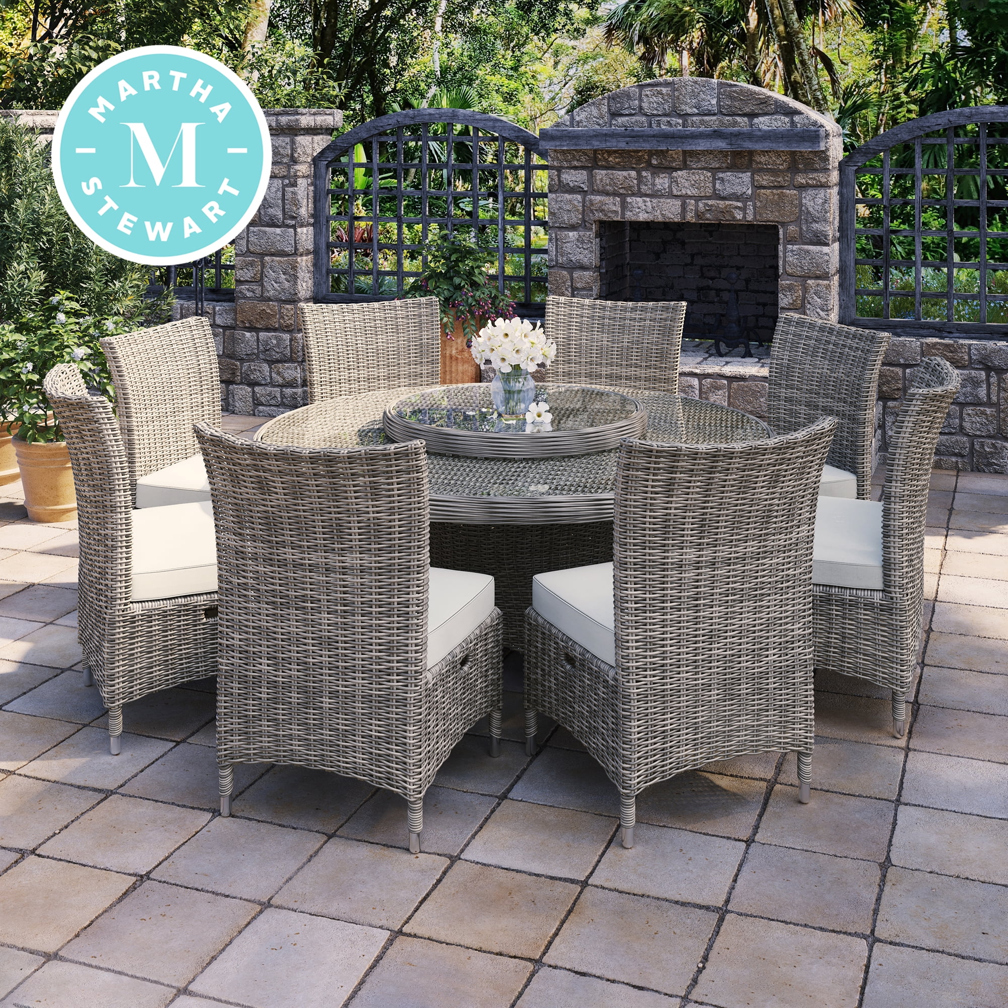 9 Piece Outdoor Round Patio Dining Set Wicker outdoor dining set round