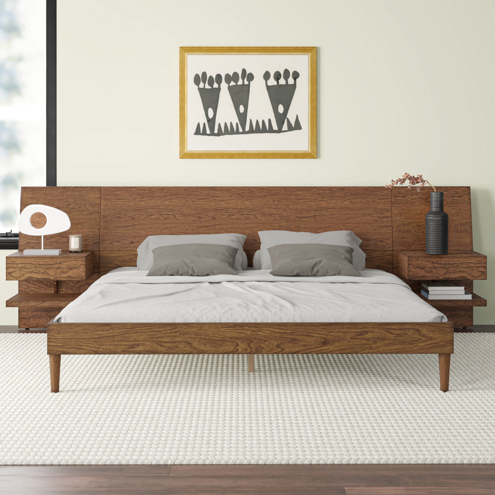 platform bed with nightstands attached Platform bed with nightstands attached