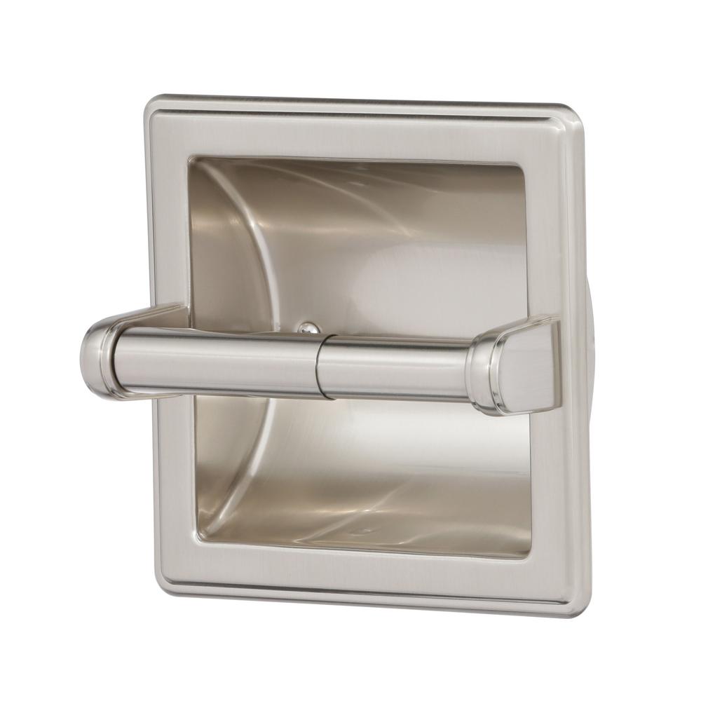 Franklin Brass Recessed Toilet Paper Holder with Beveled Edges in Satin