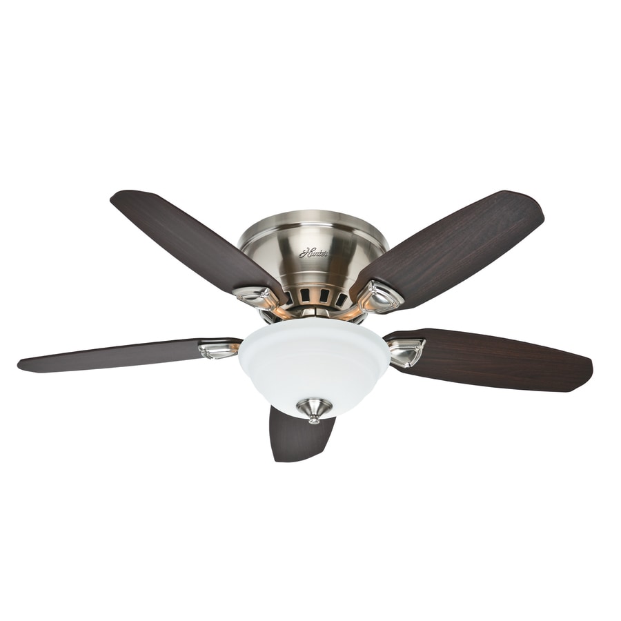 flush mount brushed nickel ceiling fan Hugger hampton