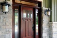 craftsman style front door with sidelights Steves & sons 68 in. x 80 in. craftsman 3 lite arch stained mahogany