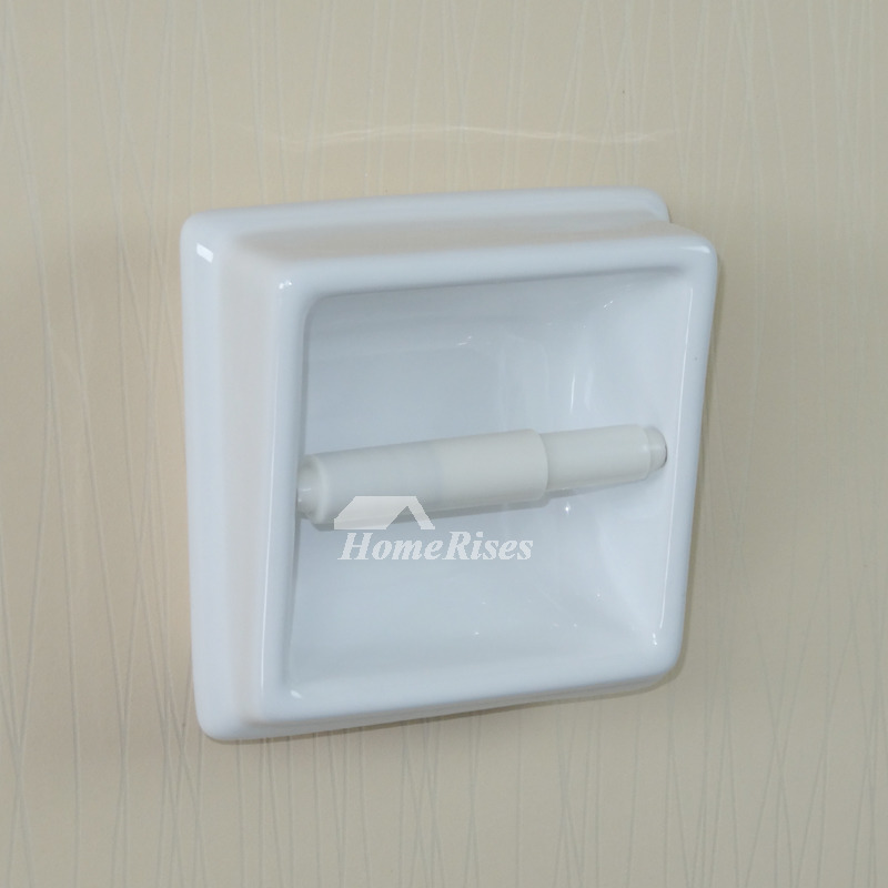 Recessed White Ceramic Toilet Paper Holder Holder toilet paper ceramic recessed shaped square