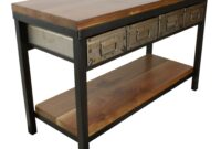 Industrial Storage Console Table Cinak industrial console table, sofa side end table with 2 storage