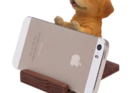 cute cell phone holder for desk Floveme lovely moose wood holder 100% natural wooden cute phone tablet