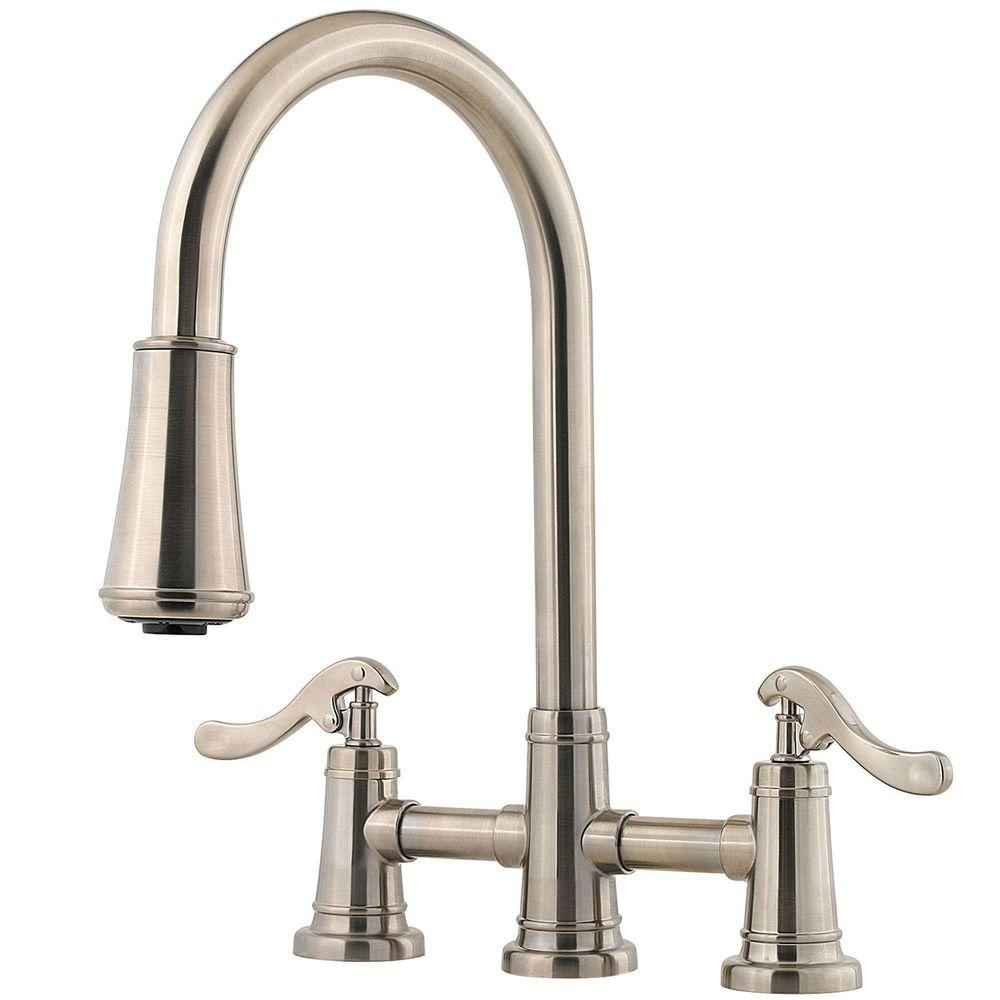 Pfister Ashfield 2-Handle Pull-Down Sprayer Kitchen Faucet in Brushed