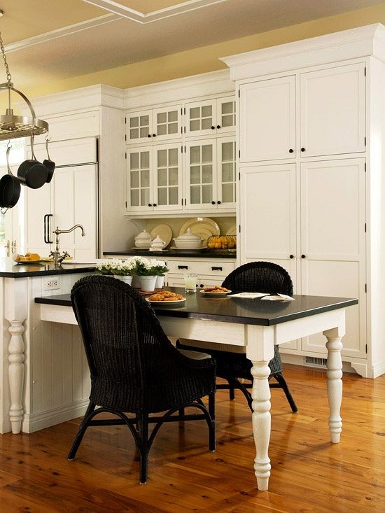 kitchen island with table extension This kitchen island with a pull-out table was actually my client’s idea