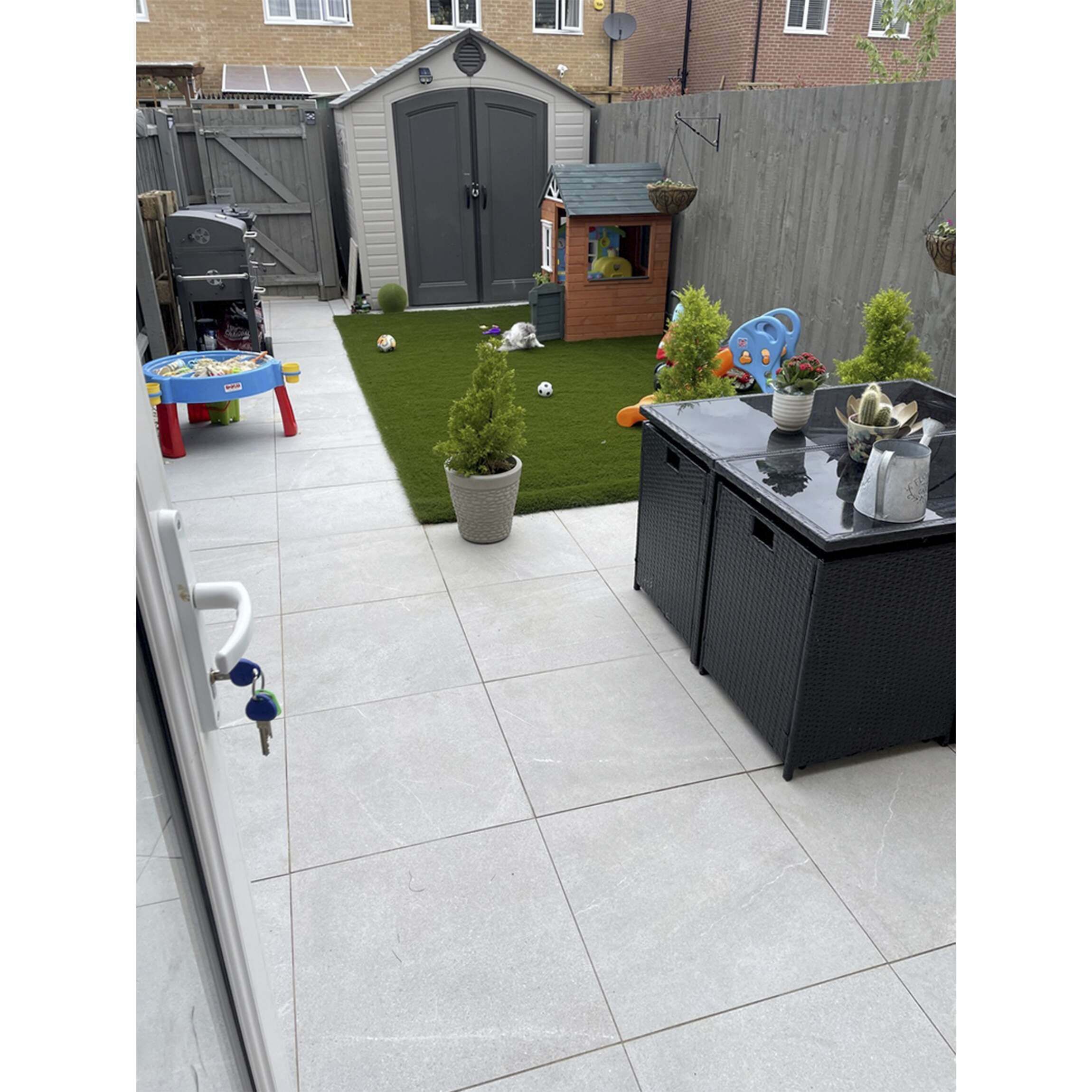 Grey Outdoor Al fresco harewood grey outdoor porcelain slab tile 30x120cm